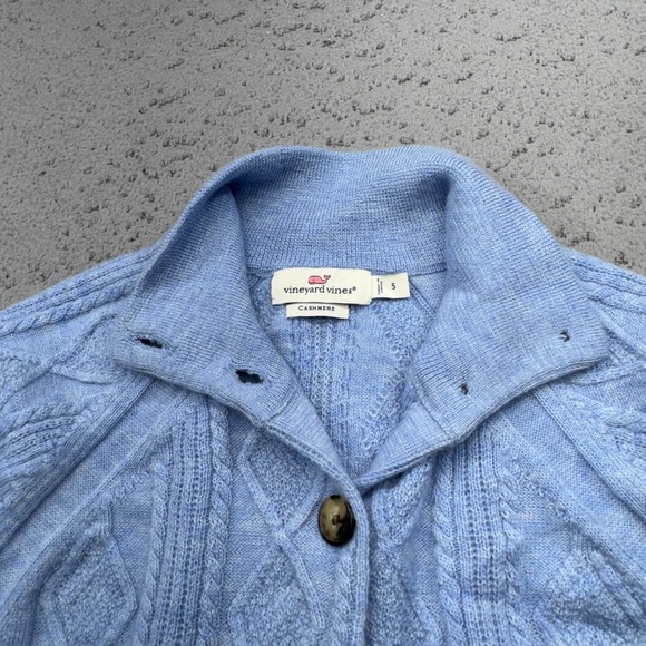 Vineyard Vines Sweater Coat Womens Small Blue Cashmere Cable Knit Long Cardigan - Picture 2 of 16